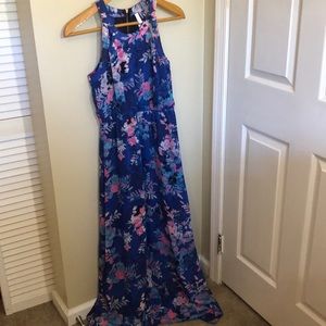 Blue Floral Watercolor Dress